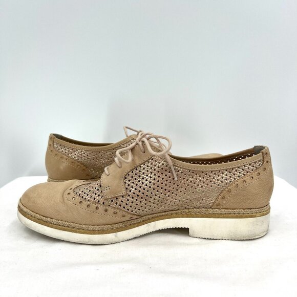 Tamaris Beige Leather Oxford Lace Up Shoes Women's EU 41 US 9.5 - Picture 2 of 9